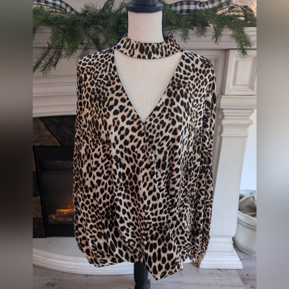Bold elements leopard print blouse